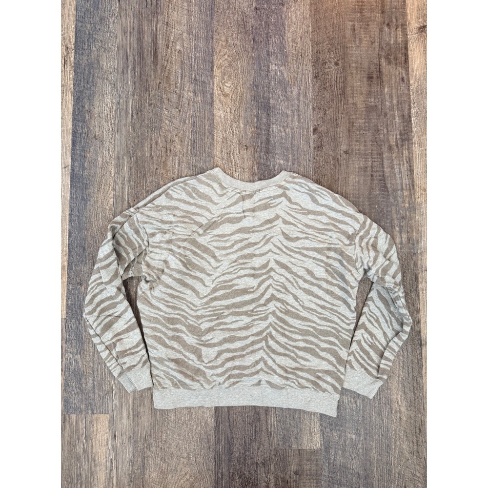 Rails Marlo Heather Grey Flocked Zebra Sweatshirt Side Zip Women's Medium - Picture 2 of 13